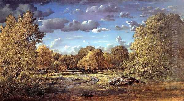 Glade of the Reine Blanche in the Fontainebleau Forest Oil Painting by Theodore Rousseau