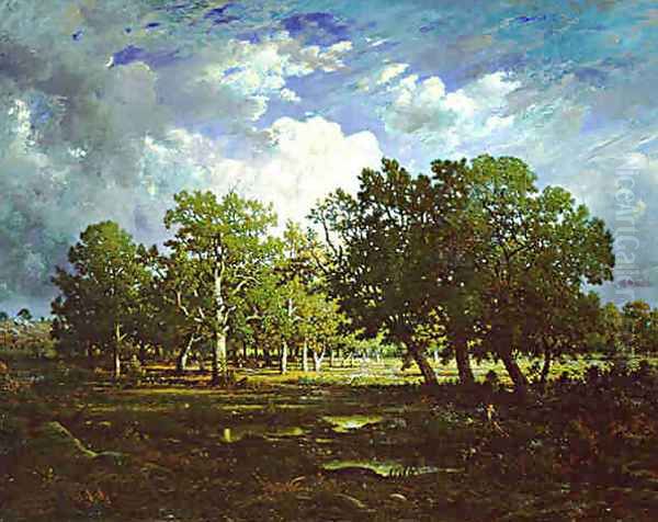 Clearing in the Forest near Fontainebleau Oil Painting by Theodore Rousseau