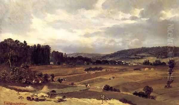 Lanscape with Farmland Oil Painting by Theodore Rousseau