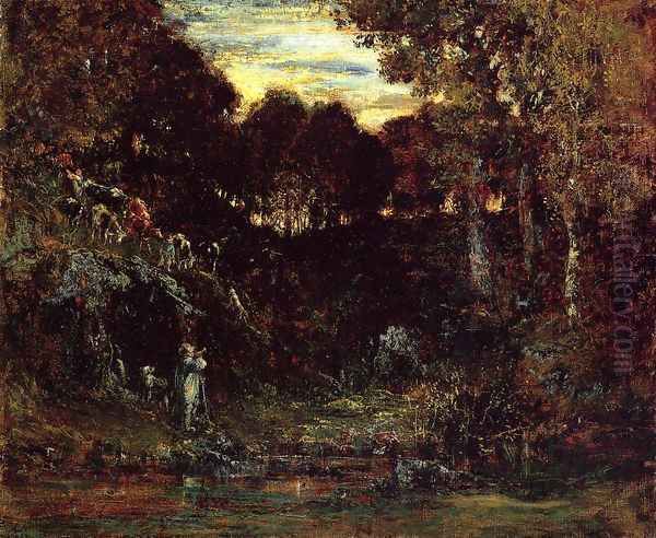 Cows Returning from the Mountainside Oil Painting by Theodore Rousseau