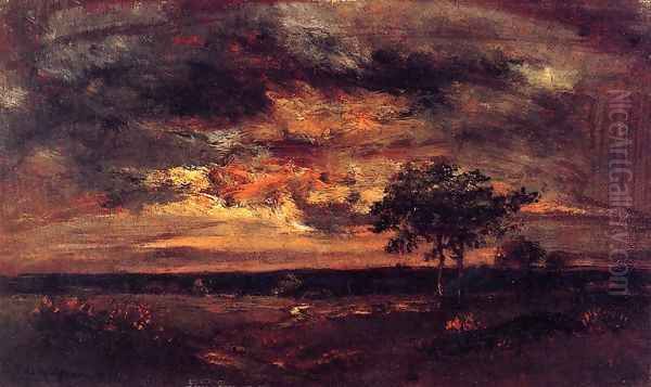 Twilight Landscape Oil Painting by Theodore Rousseau