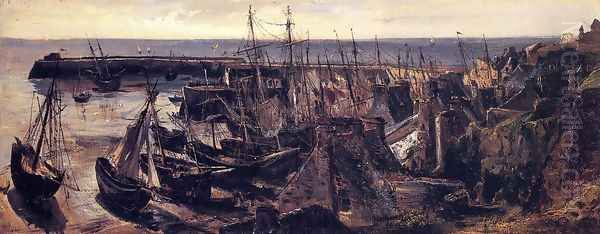 The Jetty at the Port of Granville Oil Painting by Theodore Rousseau