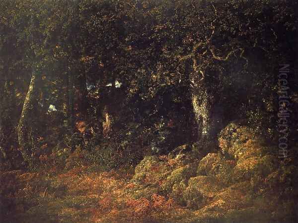 The Oak in the Rocks Oil Painting by Theodore Rousseau