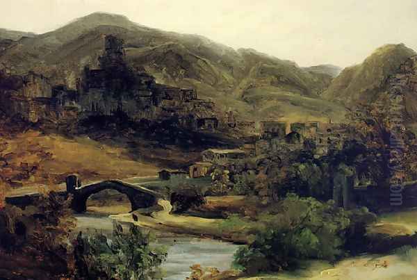 A View of Thiers in the Auvergne Oil Painting by Theodore Rousseau