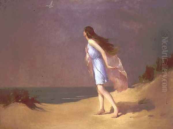 Girl on the beach Oil Painting by Frank Richards