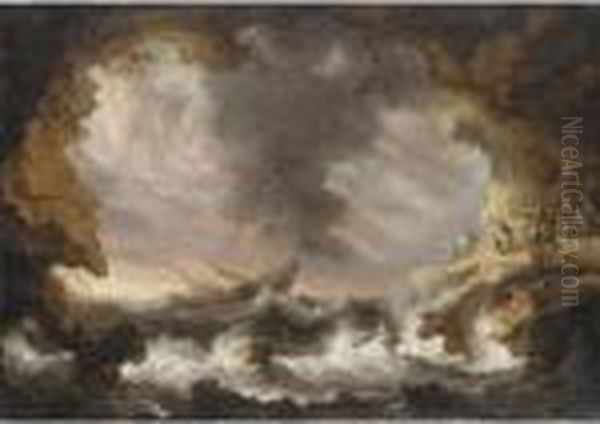A Storm At Sea Oil Painting by Bonaventura, the Elder Peeters