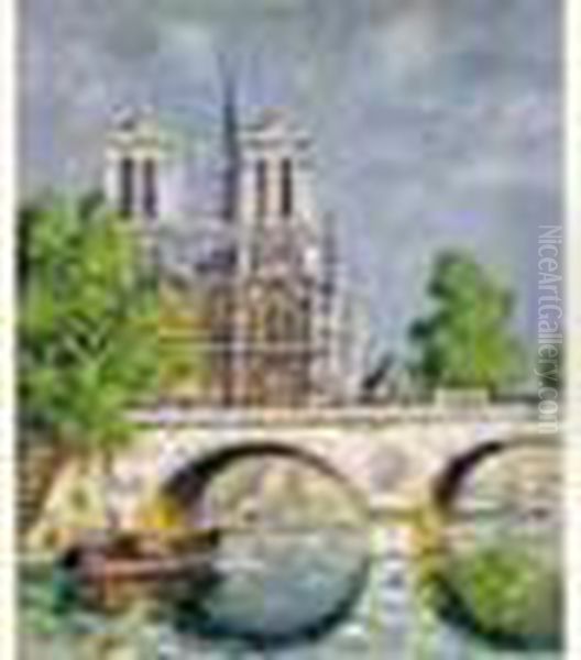 Vue De Notre Dame Oil Painting by Auguste Pegurier
