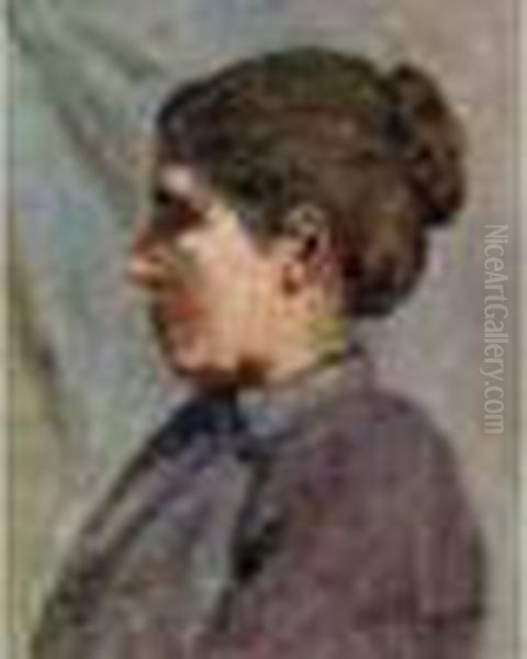 Portrait De Femme Au
 Chignon Oil Painting by Auguste Pegurier