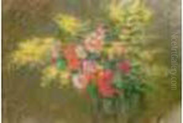 Fleurs Oil Painting by Auguste Pegurier