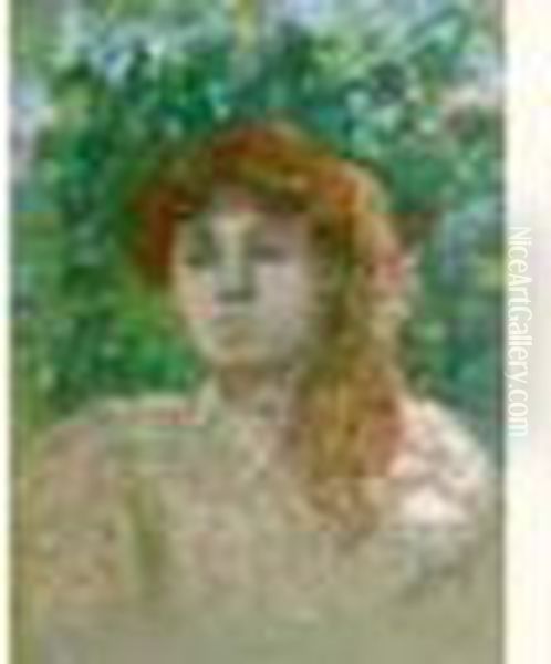 Portrait De Jeune
 Fille Oil Painting by Auguste Pegurier