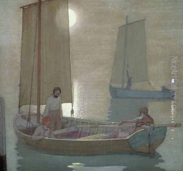The Three Brothers, c.1897 Oil Painting by Frederick Cayley Robinson