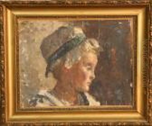 Tete De Jeune Fille Oil Painting by Leonce Pelletier