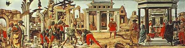 Predella of the Griffoni Polyptych- Miracles of St Vincent Ferrer (right view) 1473 Oil Painting by Ercole de' Roberti