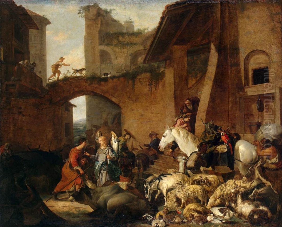 Story of Tobias Oil Painting by Carl Borromaus Andreas Ruthart