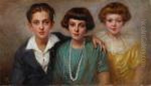 Ritratti Di Fanciulli Oil Painting by Giuseppe Pennasilico