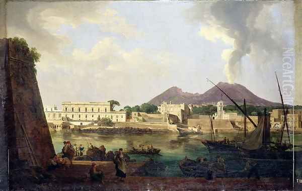 The Bay of Naples, seen from Chiaja Oil Painting by Josef Rebell
