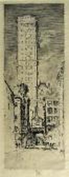 Outside Schiedam, From Holland 
Series; The White Tower; The Collier, From American War Work Series Oil Painting by Joseph Pennell