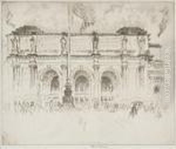 East Bank Of The Schuylkill; 
Edgar Thomson Works; The Facade, Unionstation, Washington; Christ 
Church, Philadephia (w. 31; 517; 719;752) Oil Painting by Joseph Pennell