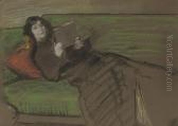 Girl On A Sofa Oil Painting by Samuel John Peploe