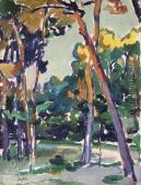 Luxembourg Gardens Oil Painting by Samuel John Peploe