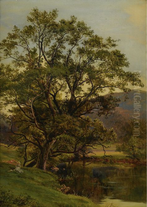 A Quiet Moment By A Pond Oil Painting by Sidney Richard Percy