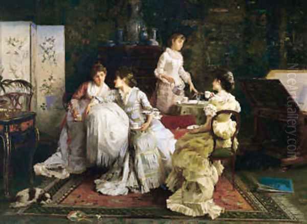 Afternoon Tea Oil Painting by Alexander M. Rossi