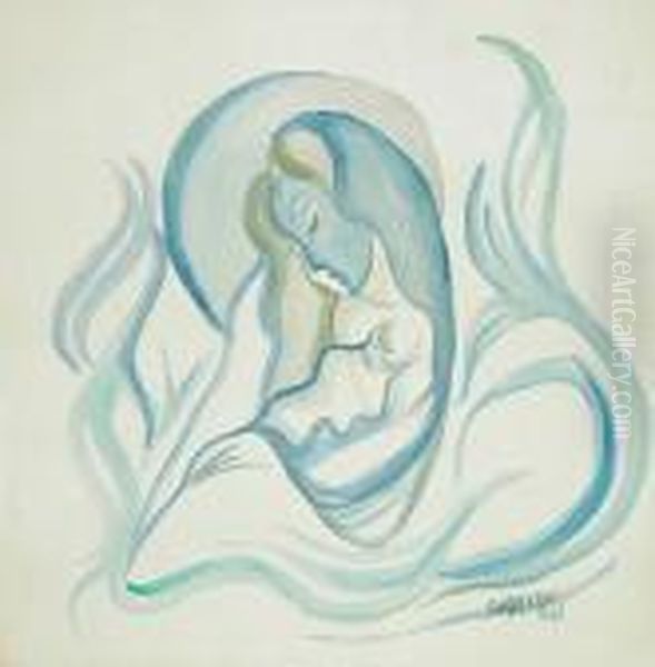 Joven Dormida.
 Acuarela Sobre Papel Oil Painting by Rafael Perez Barradas