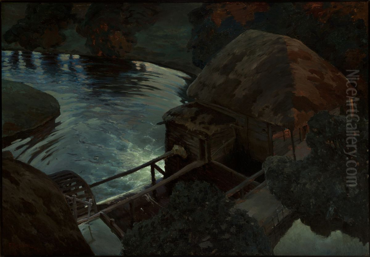 Mill Oil Painting by Ferdynand Ruszczyc