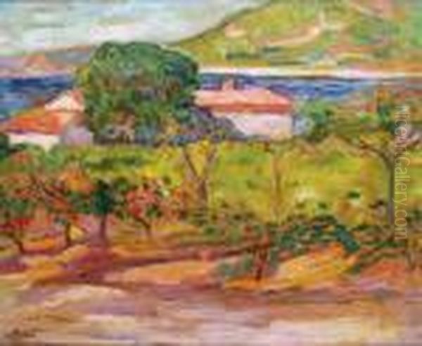 Rivage Mediterraneen Oil Painting by Jean Misceslas Peske