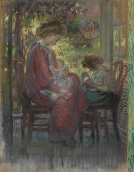 Motherhood Oil Painting by Jean Misceslas Peske