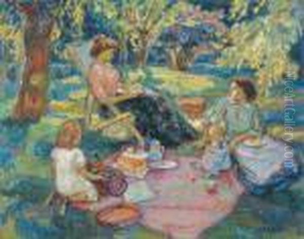 Dejeuner A La Campagne Oil Painting by Jean Misceslas Peske