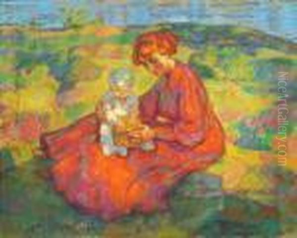 Maternite Oil Painting by Jean Misceslas Peske