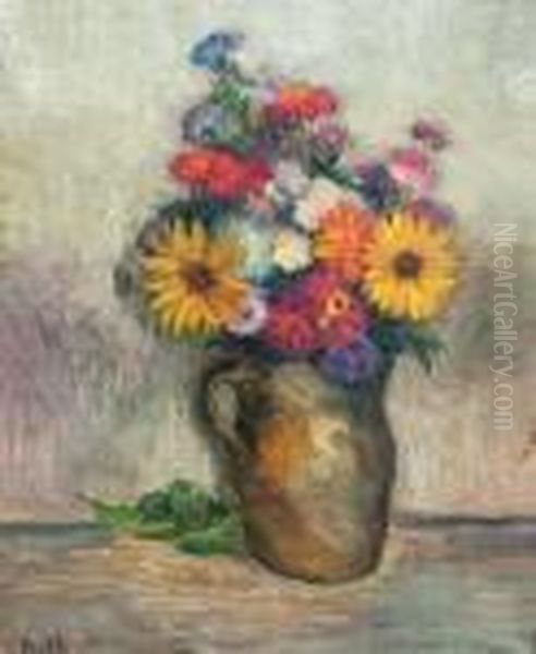  Bouquet De Fleurs  Oil Painting by Jean Misceslas Peske