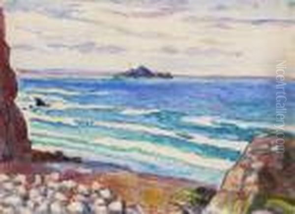 Bord De Mer, Plage Et Rochers Oil Painting by Jean Misceslas Peske