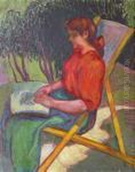La Lecture Oil Painting by Jean Misceslas Peske
