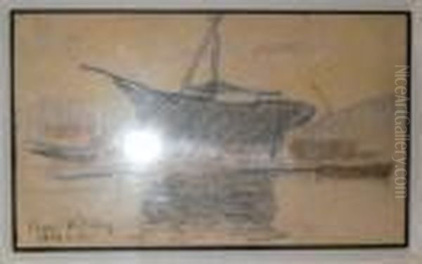 Voilier Au Radoub Oil Painting by Jean Misceslas Peske