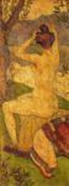 Apres La Baignade : Diptyque Oil Painting by Jean Misceslas Peske