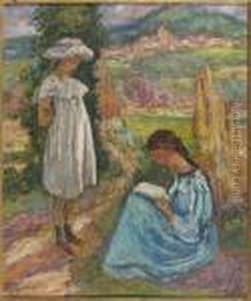 La Lecture Oil Painting by Jean Misceslas Peske