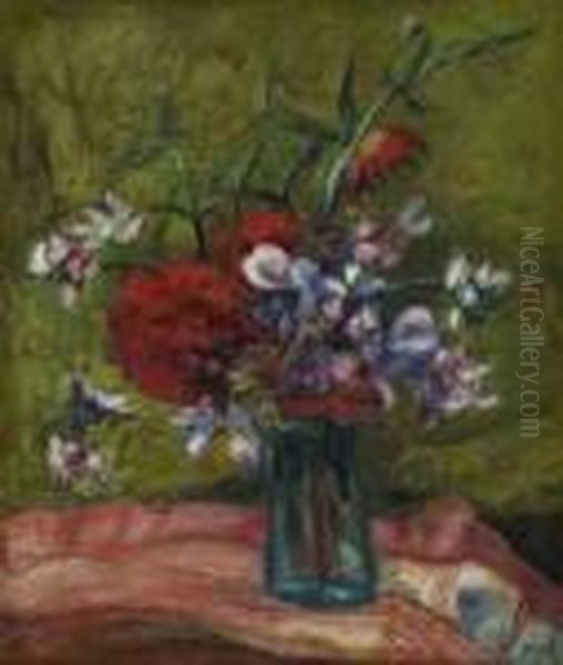 Fleurs Dans Un Vase Vert Oil Painting by Jean Misceslas Peske