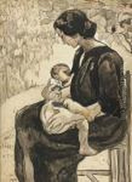 Maternite Oil Painting by Jean Misceslas Peske