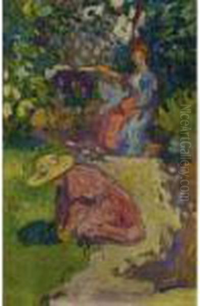 In The Garden Oil Painting by Jean Misceslas Peske