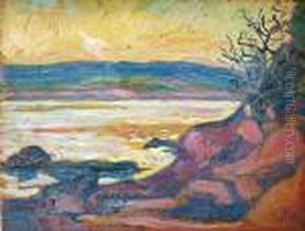 La Plage De La Faviere Oil Painting by Jean Misceslas Peske