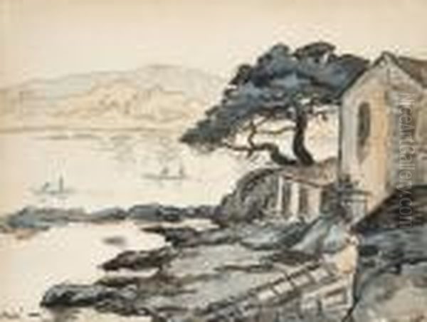 Maison De Pecheurs - Les Pins En Bord De Mer Oil Painting by Jean Misceslas Peske