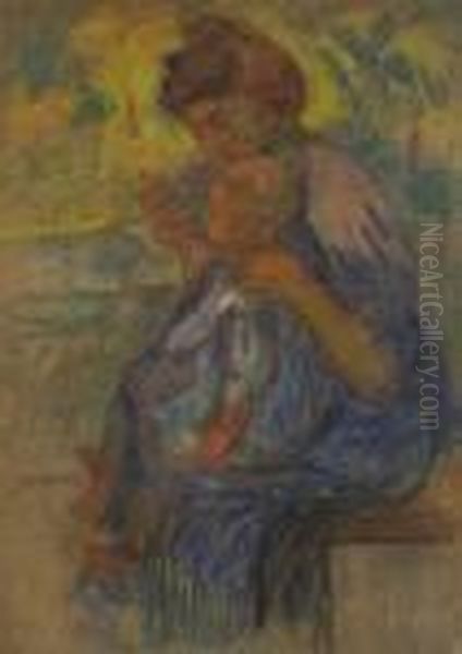 Mere Et Enfant Ou Maternite # 4 Oil Painting by Jean Misceslas Peske