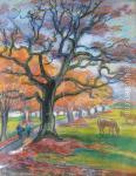 Scene Automnale Oil Painting by Jean Misceslas Peske