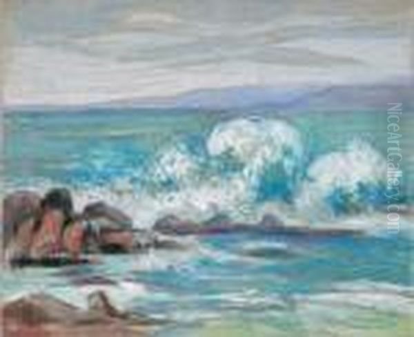 La Plage Du Lavandou Oil Painting by Jean Misceslas Peske