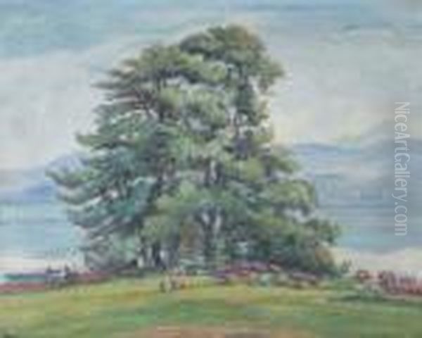 Parc Au Bord De L'eau Oil Painting by Jean Misceslas Peske