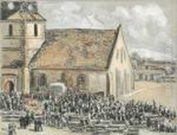 La Procession Bretonne Oil Painting by Jean Misceslas Peske