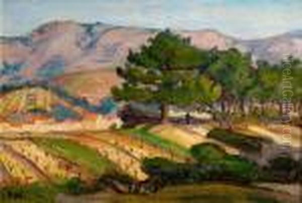 Personnage Dans Un Paysage Vallonne Oil Painting by Jean Misceslas Peske