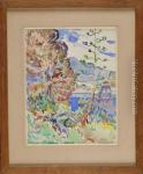 Rivage Mediterraneen Oil Painting by Jean Misceslas Peske